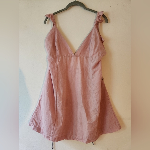 Free People Blush Linen Blend Mini Dress L - Picture 2 of 6